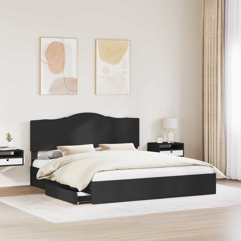 Aufbewahrungsbett Schwarz 200 x 200 cm Holzwerkstoff