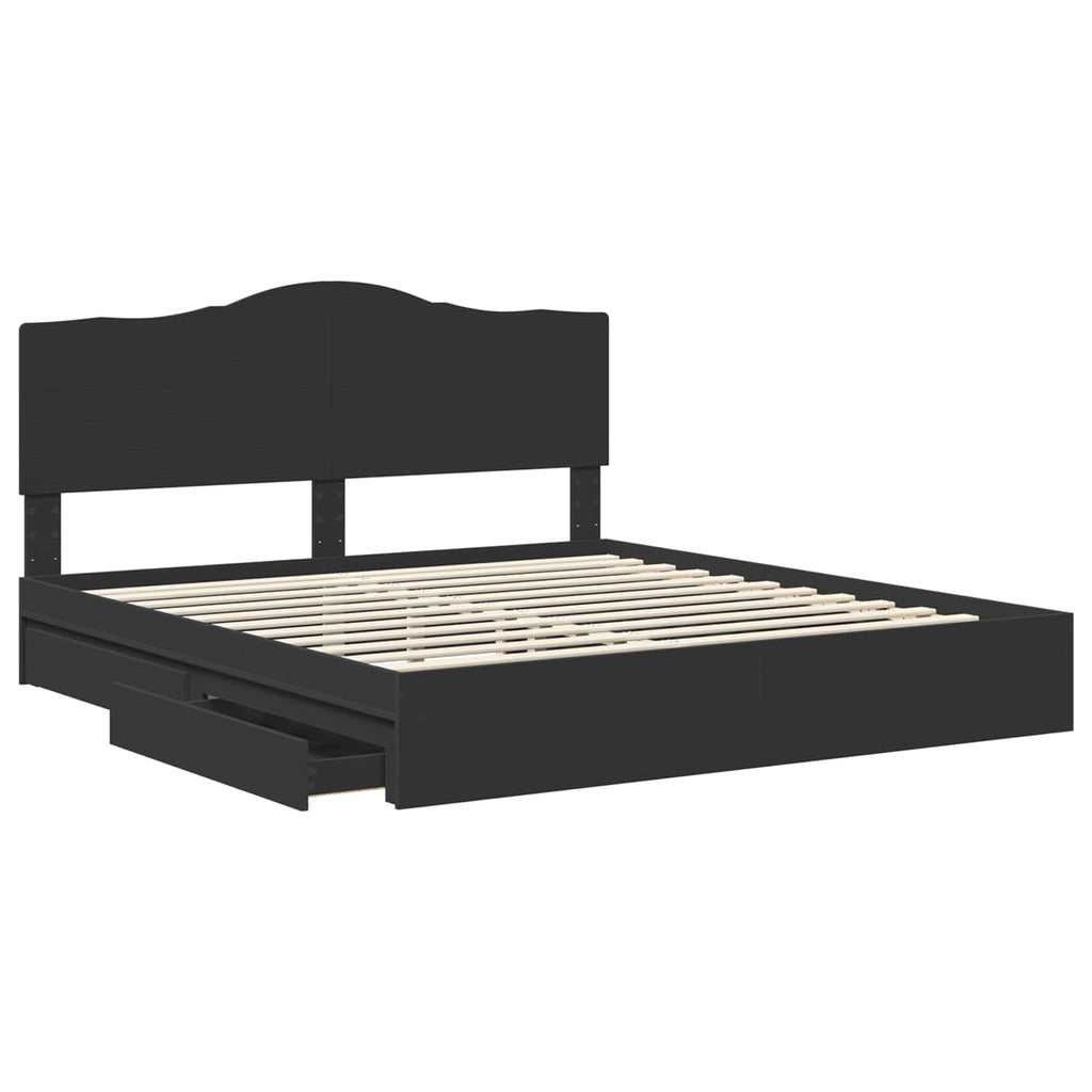 Aufbewahrungsbett Schwarz 200 x 200 cm Holzwerkstoff