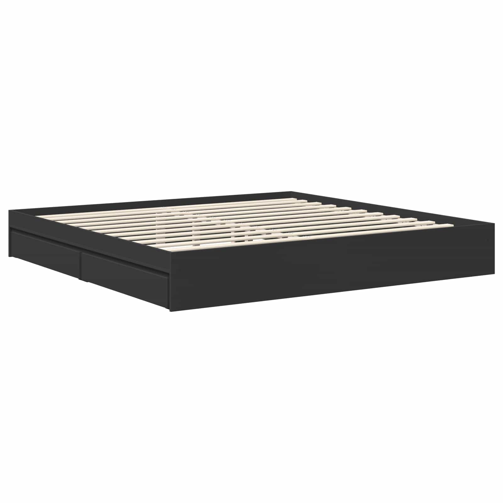 Aufbewahrungsbett Schwarz 200 x 200 cm Holzwerkstoff