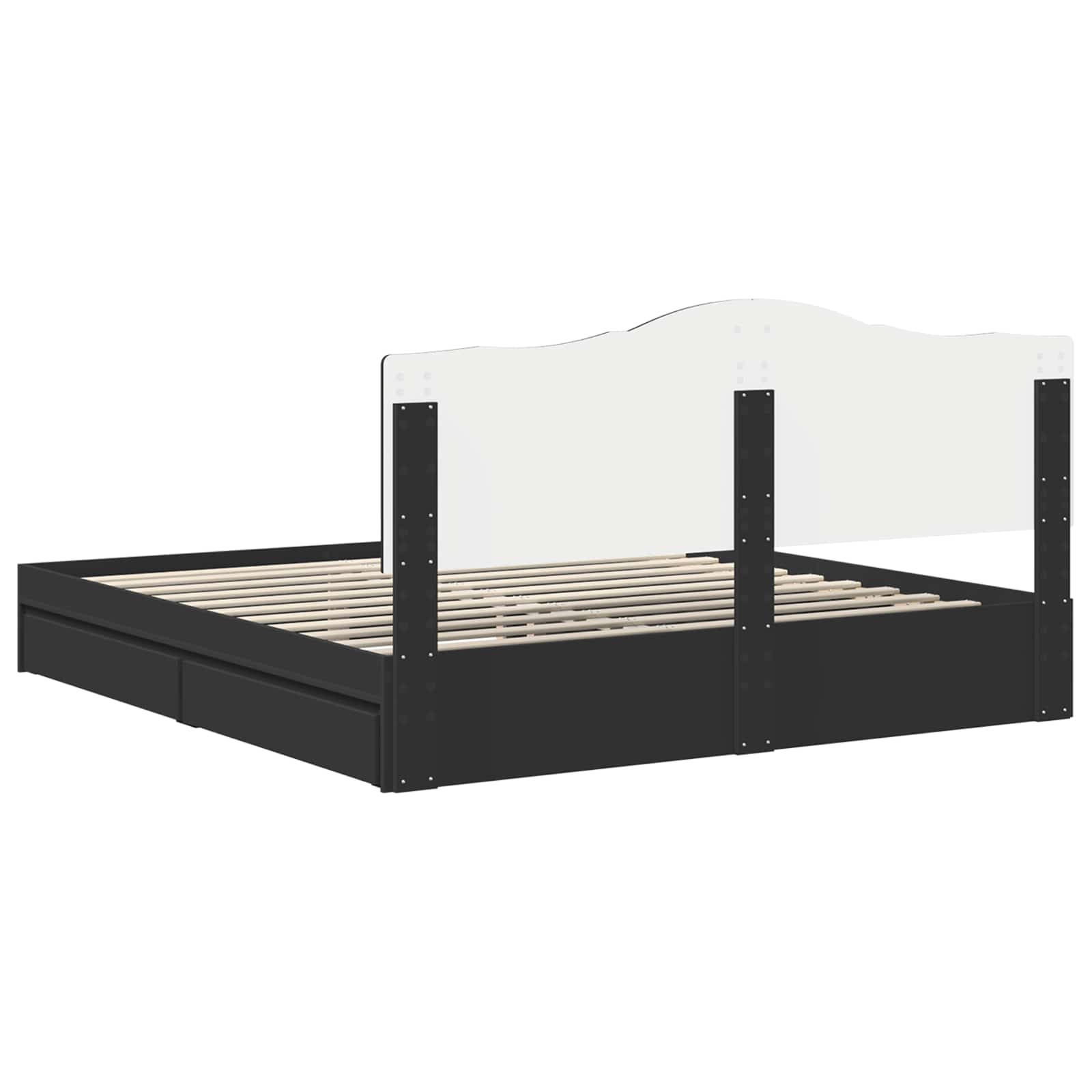 Aufbewahrungsbett Schwarz 200 x 200 cm Holzwerkstoff
