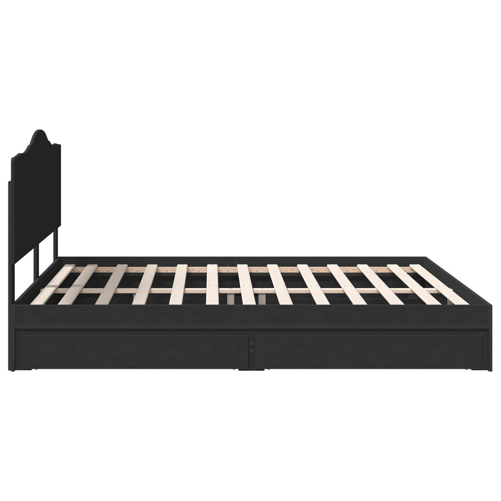 Aufbewahrungsbett Schwarz 200 x 200 cm Holzwerkstoff