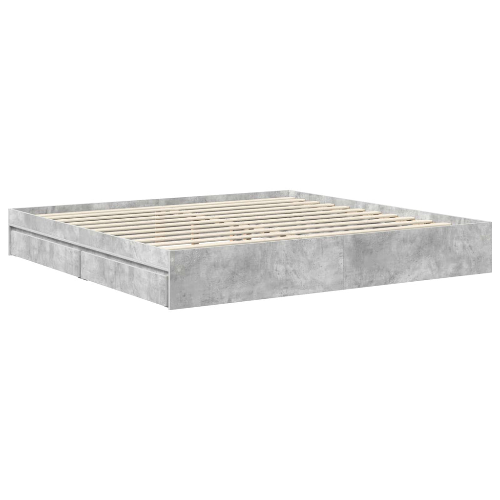 Aufbewahrungsbett Beton Grau 200 x 200 cm Holzwerkstoff