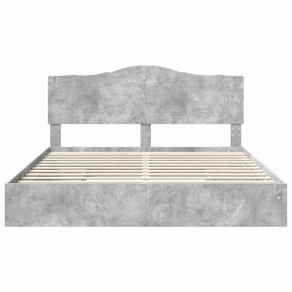 Aufbewahrungsbett Beton Grau 200 x 200 cm Holzwerkstoff