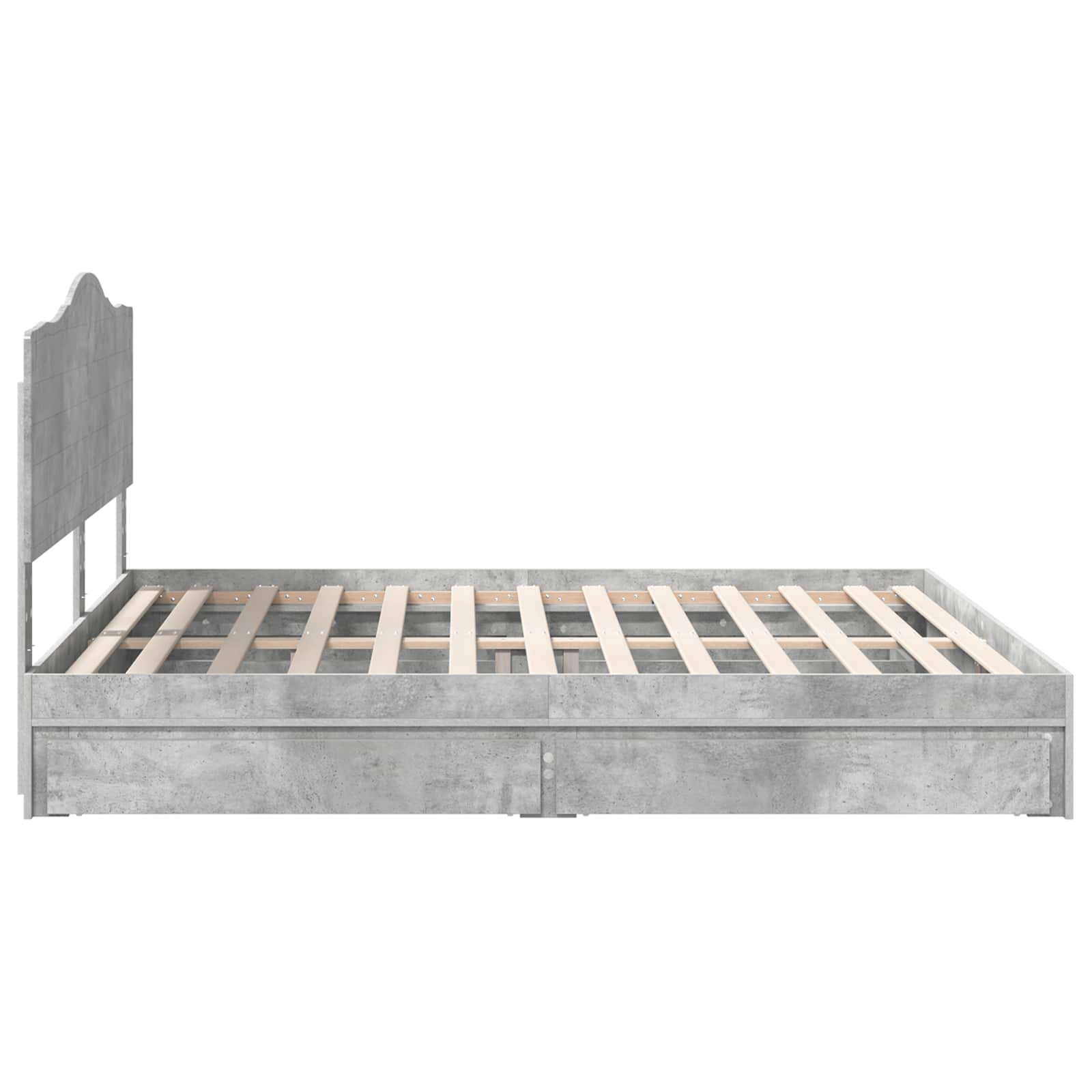 Aufbewahrungsbett Beton Grau 200 x 200 cm Holzwerkstoff