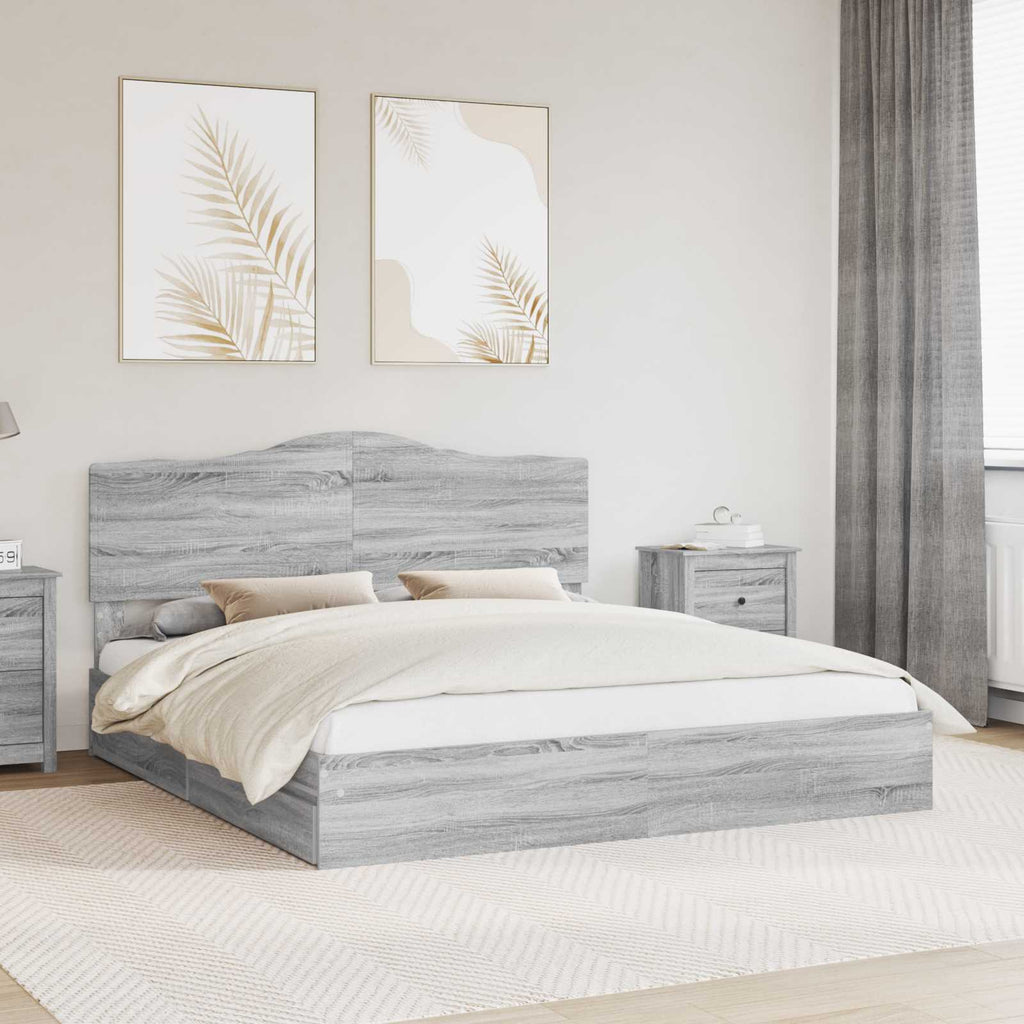 Aufbewahrungsbett Graues Sonoma 200 x 200 cm Holzwerkstoff