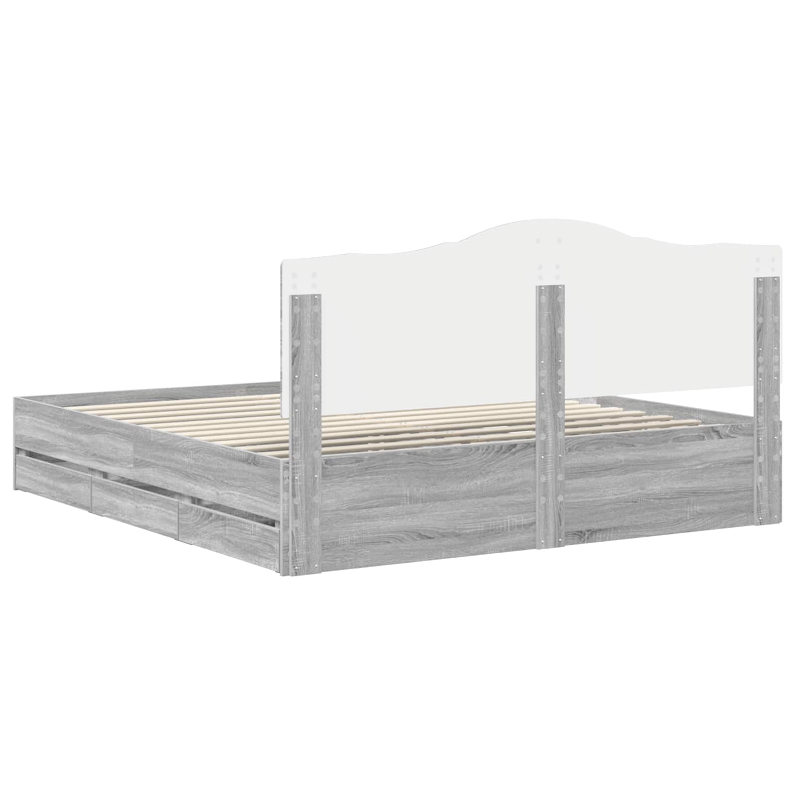 Aufbewahrungsbett Graues Sonoma 200 x 200 cm Holzwerkstoff