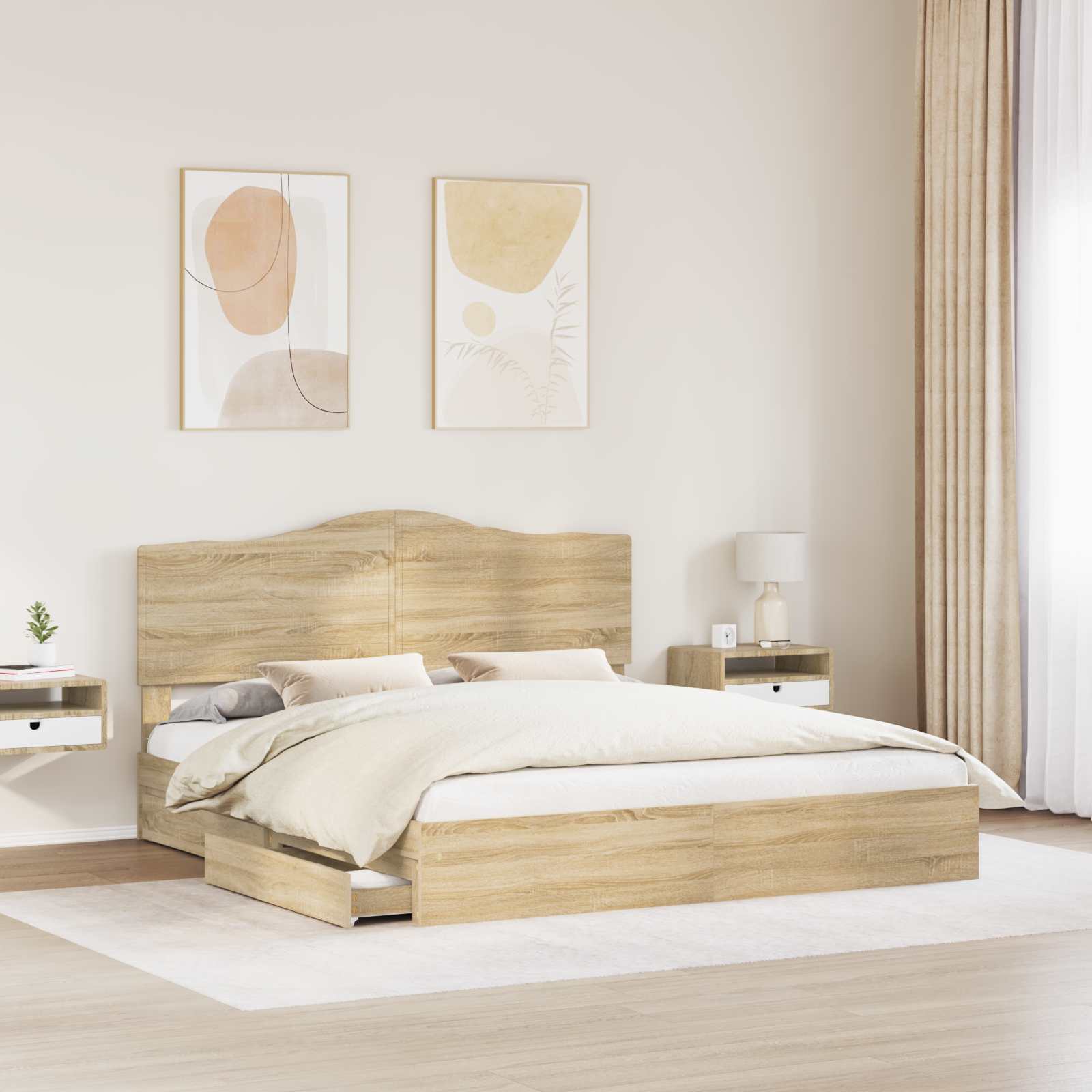 Aufbewahrungsbett Sonoma-Eiche 180 x 200 cm Holzwerkstoff