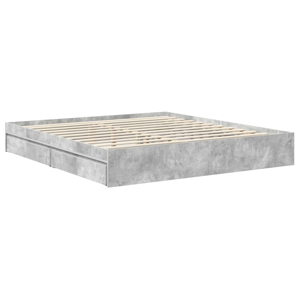 Aufbewahrungsbett Beton Grau 180 x 200 cm Holzwerkstoff