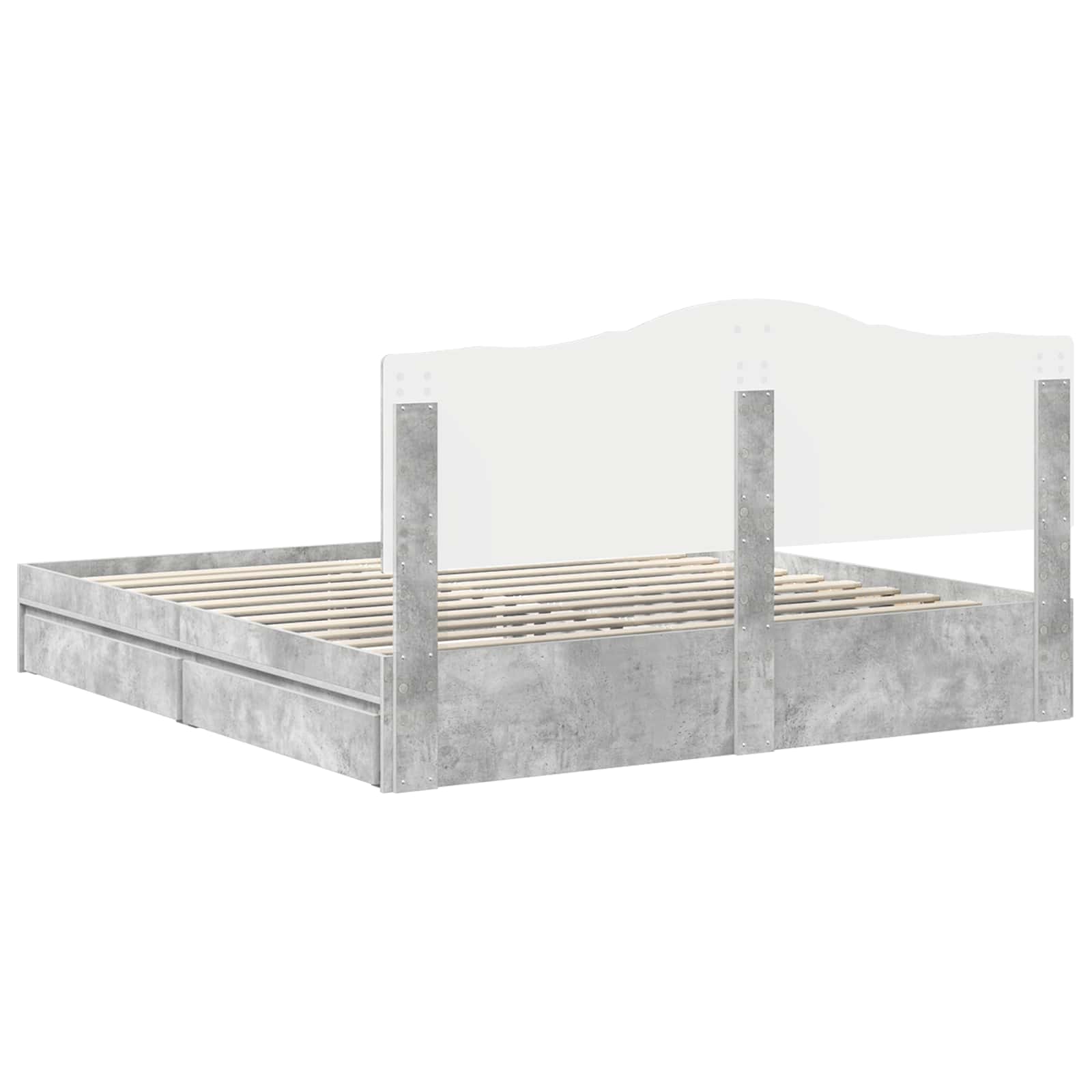 Aufbewahrungsbett Beton Grau 180 x 200 cm Holzwerkstoff