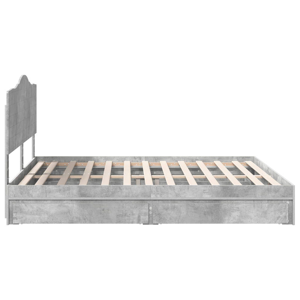 Aufbewahrungsbett Beton Grau 180 x 200 cm Holzwerkstoff