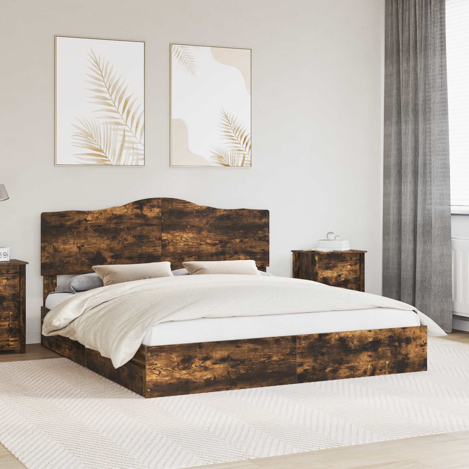 Aufbewahrungsbett Geräucherte Eiche 180 x 200 cm Holzwerkstoff