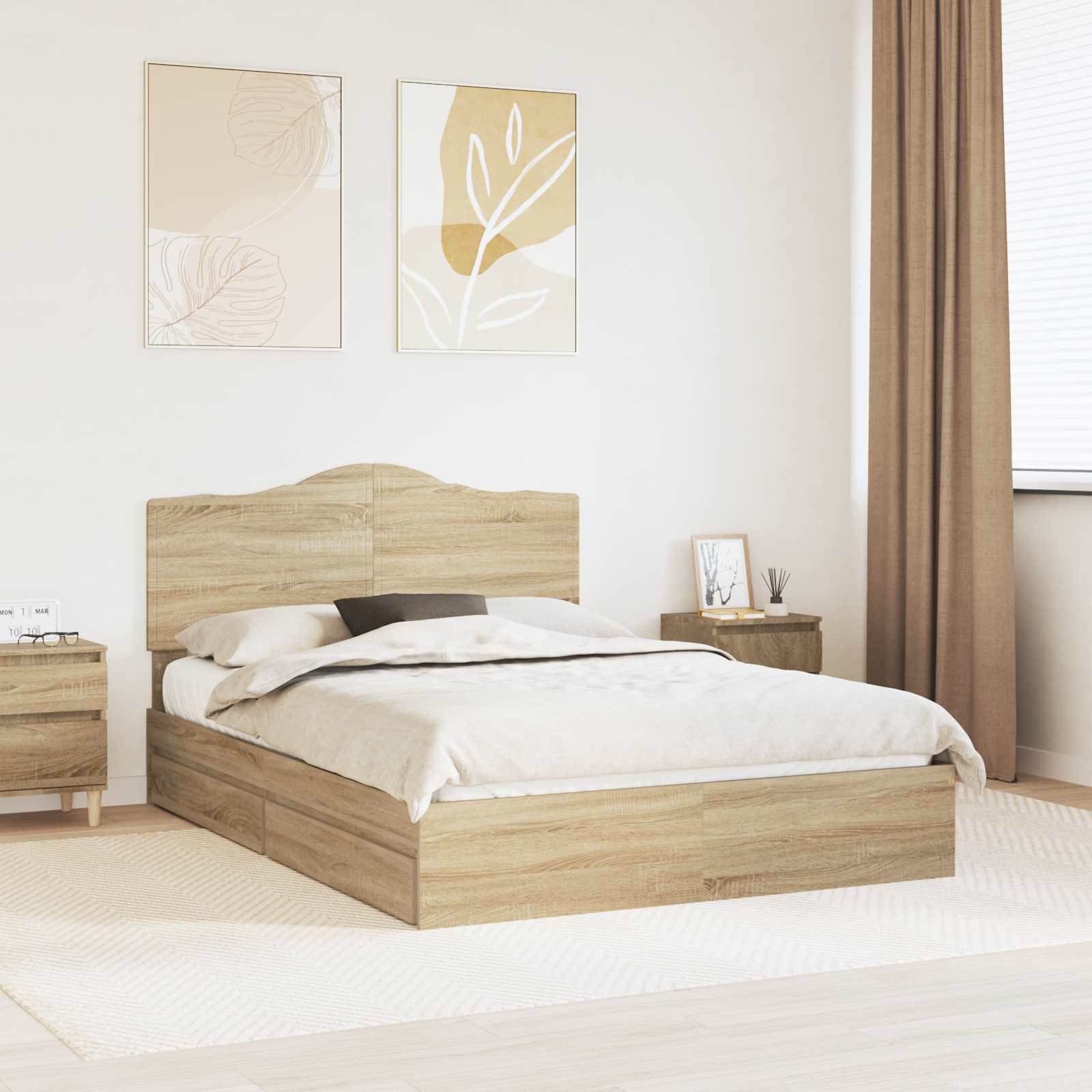 Aufbewahrungsbett Sonoma-Eiche 160 x 200 cm Holzwerkstoff