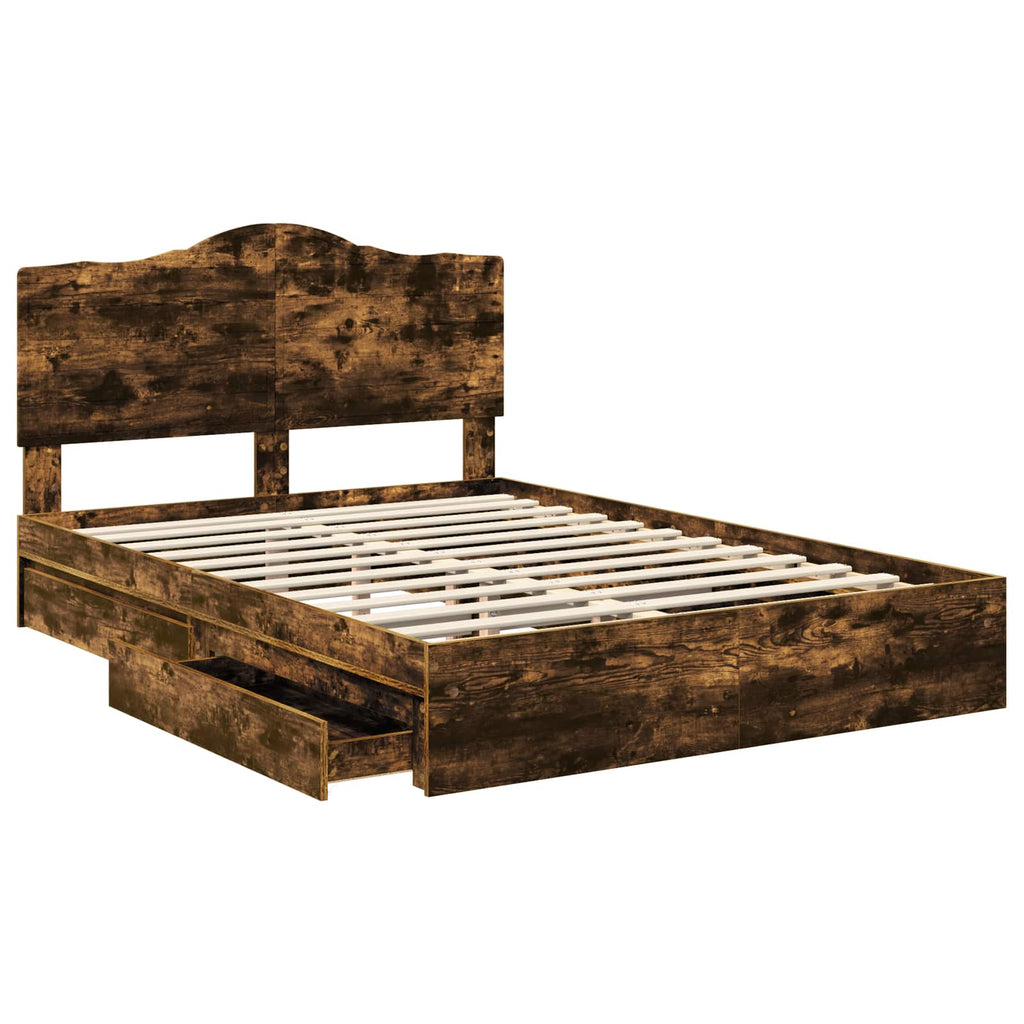 Aufbewahrungsbett Geräucherte Eiche 160 x 200 cm Holzwerkstoff