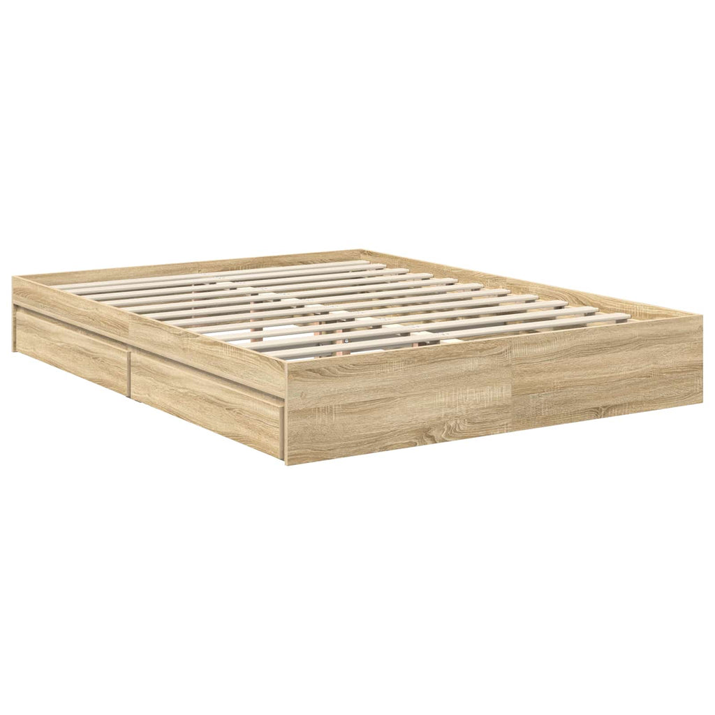Aufbewahrungsbett Sonoma-Eiche 150 x 200 cm Holzwerkstoff