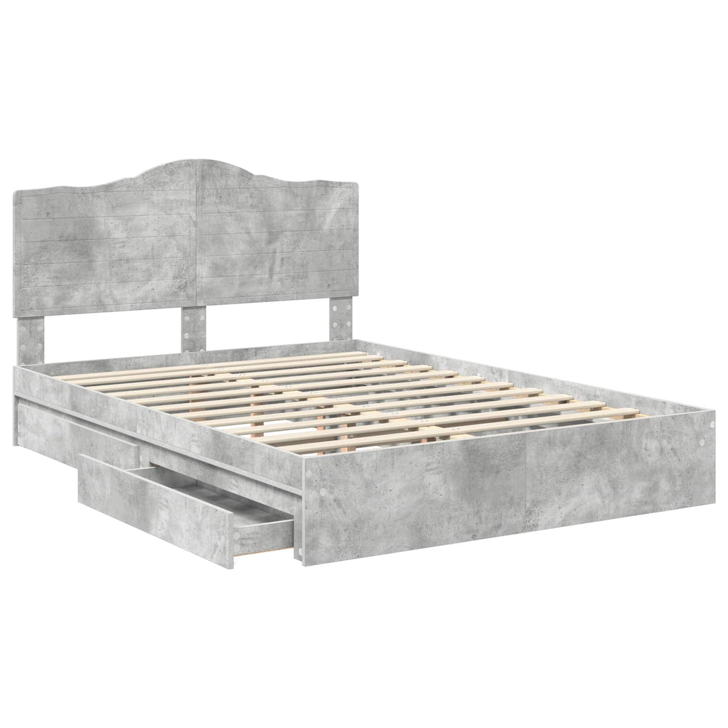 Aufbewahrungsbett Beton Grau 150 x 200 cm Holzwerkstoff