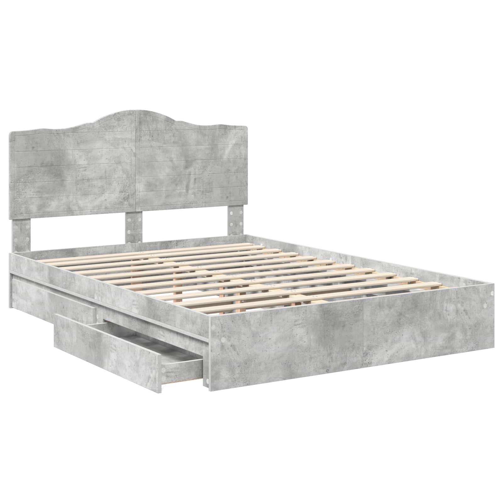 Aufbewahrungsbett Beton Grau 150 x 200 cm Holzwerkstoff