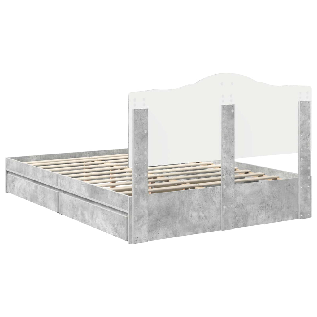 Aufbewahrungsbett Beton Grau 150 x 200 cm Holzwerkstoff