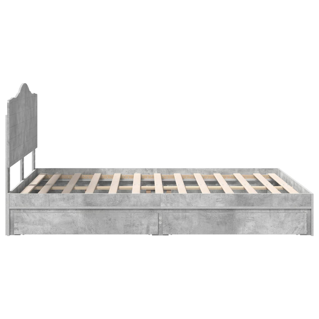 Aufbewahrungsbett Beton Grau 150 x 200 cm Holzwerkstoff