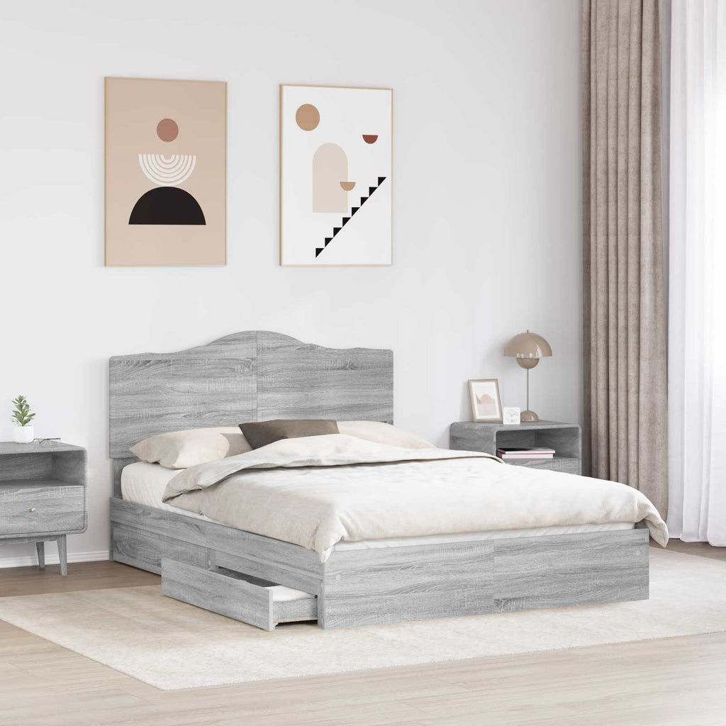 Aufbewahrungsbett Graues Sonoma 150 x 200 cm Holzwerkstoff