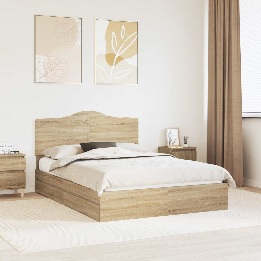 Aufbewahrungsbett Sonoma-Eiche 140 x 190 cm Holzwerkstoff