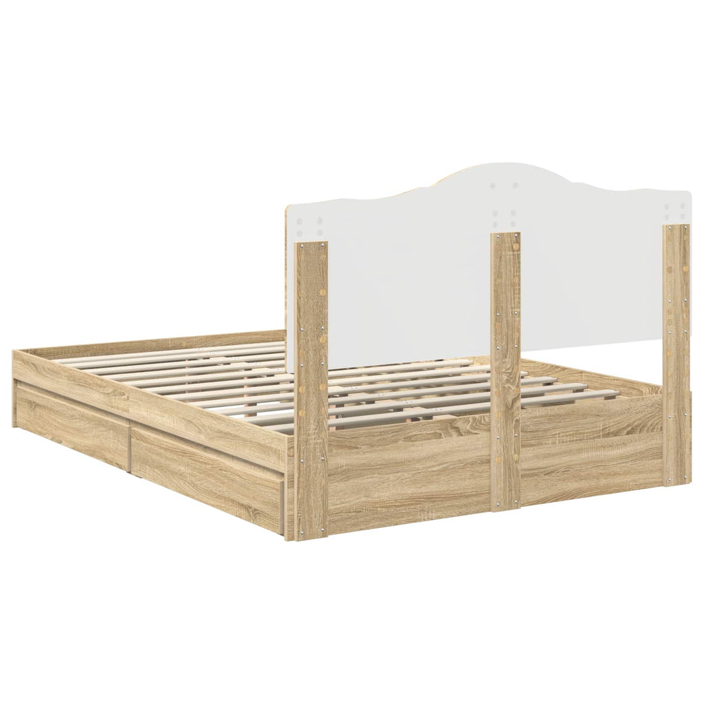 Aufbewahrungsbett Sonoma-Eiche 140 x 190 cm Holzwerkstoff