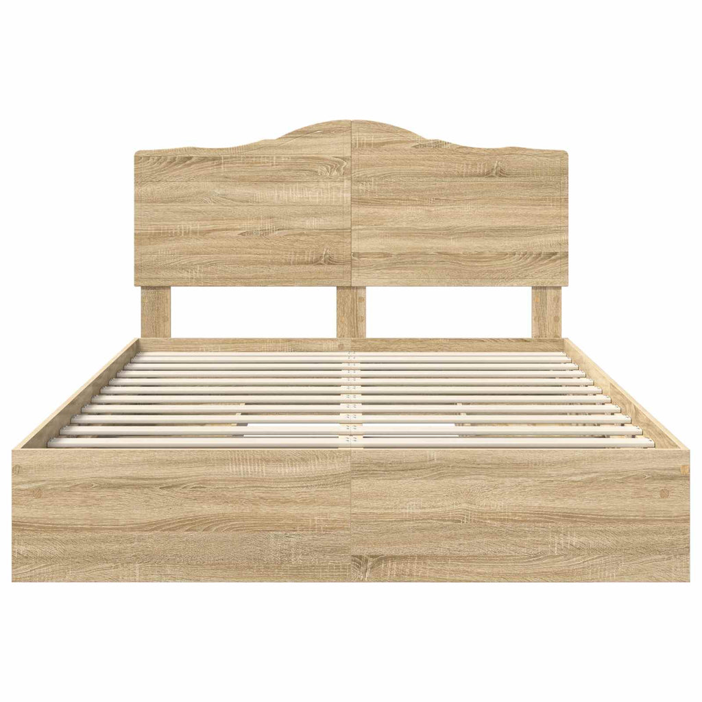Aufbewahrungsbett Sonoma-Eiche 140 x 190 cm Holzwerkstoff