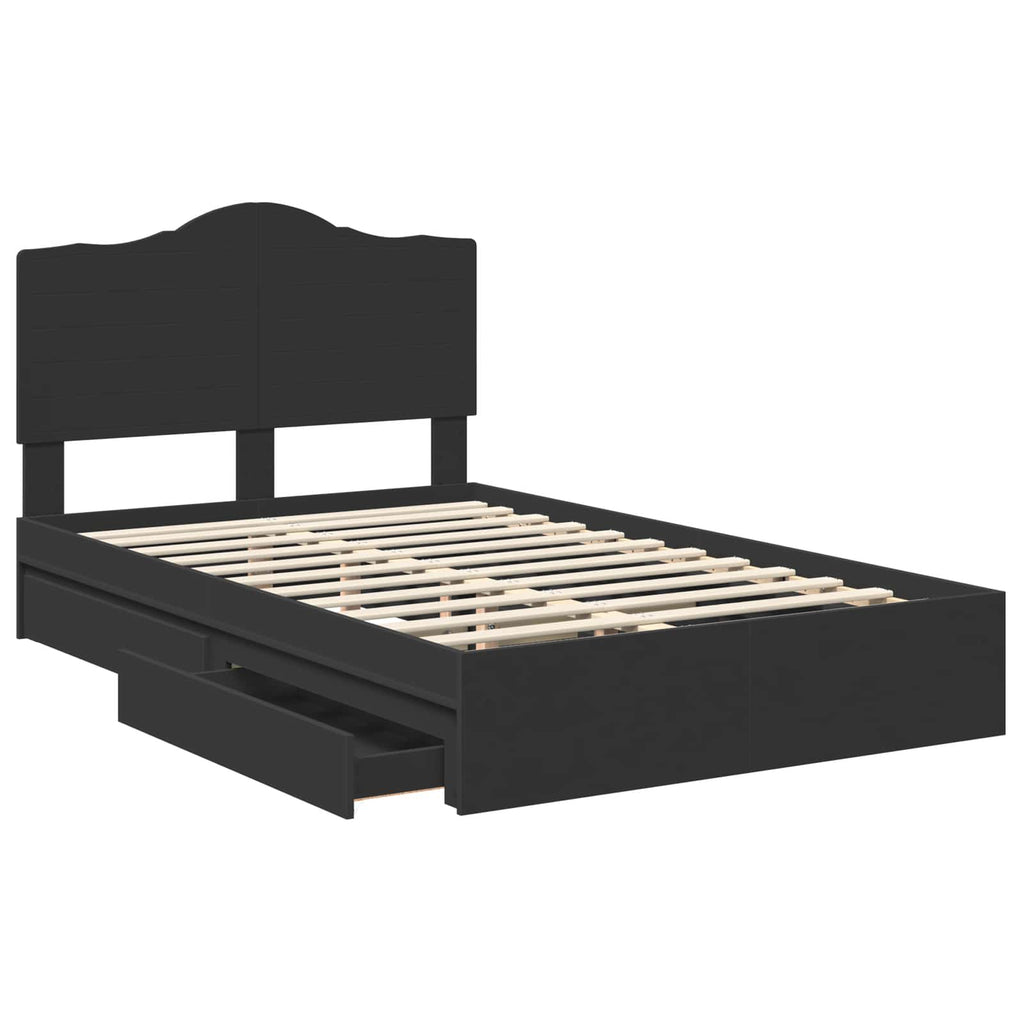 Aufbewahrungsbett Schwarz 135 x 190 cm Holzwerkstoff