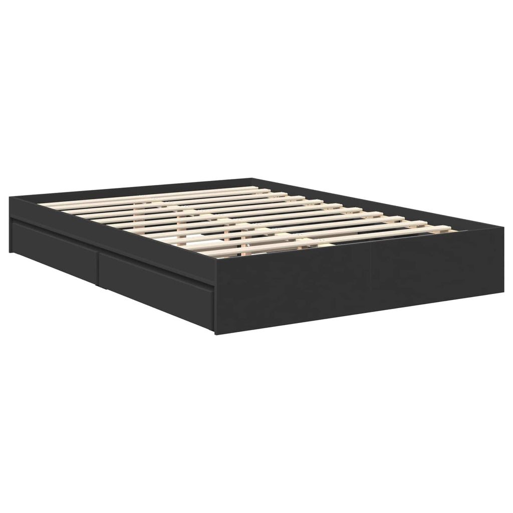 Aufbewahrungsbett Schwarz 135 x 190 cm Holzwerkstoff