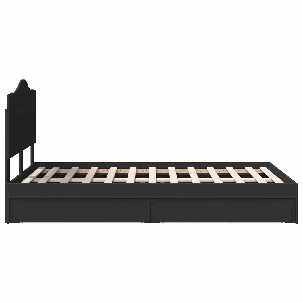 Aufbewahrungsbett Schwarz 135 x 190 cm Holzwerkstoff