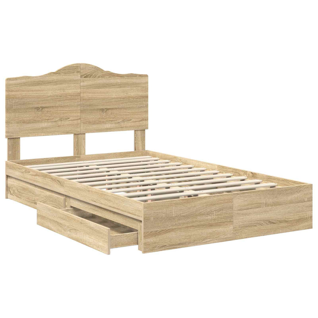 Aufbewahrungsbett Sonoma-Eiche 135 x 190 cm Holzwerkstoff