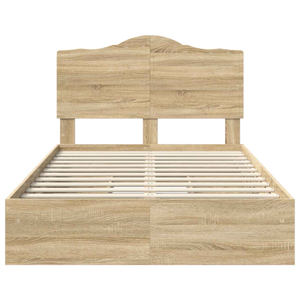 Aufbewahrungsbett Sonoma-Eiche 135 x 190 cm Holzwerkstoff