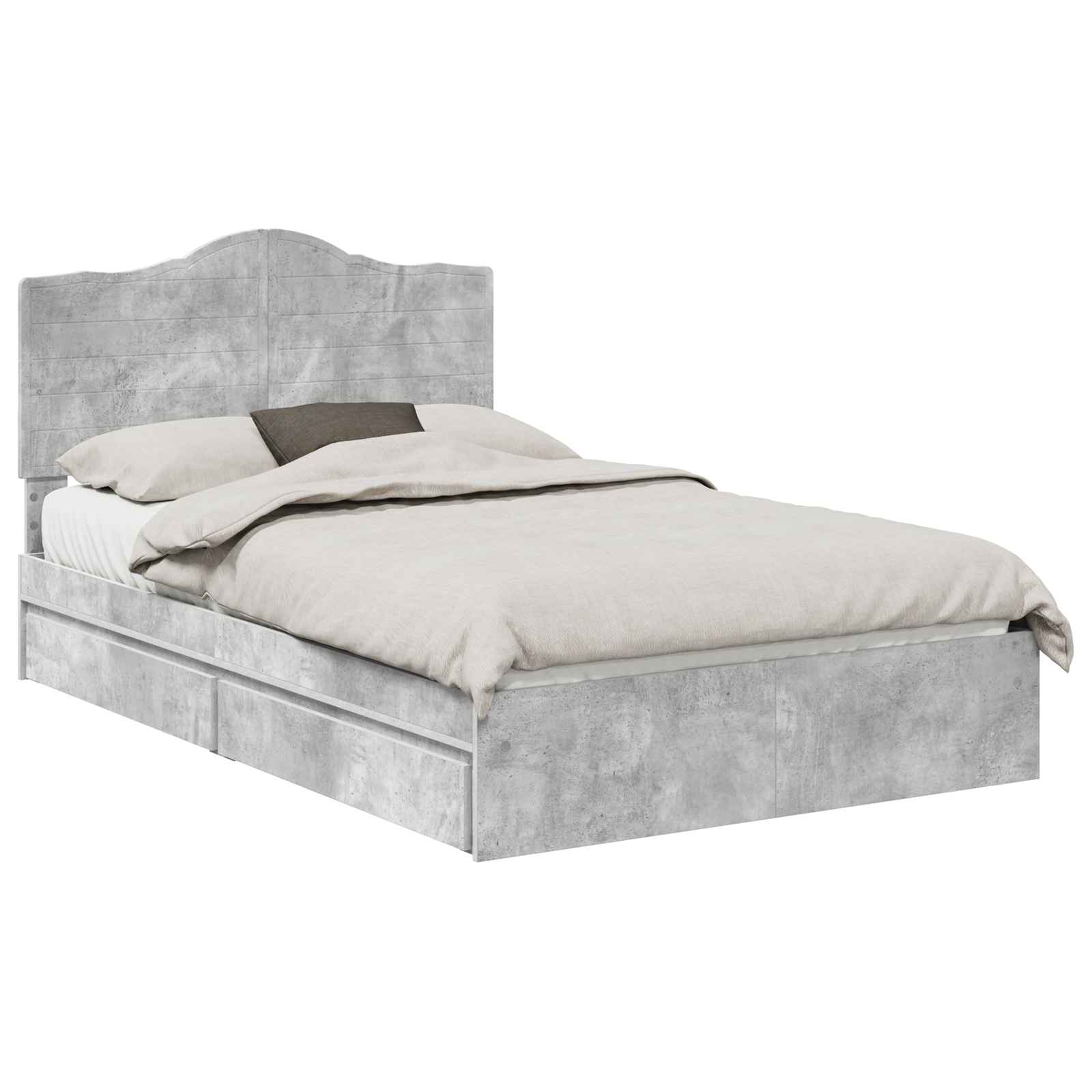Aufbewahrungsbett Beton Grau 135 x 190 cm Holzwerkstoff