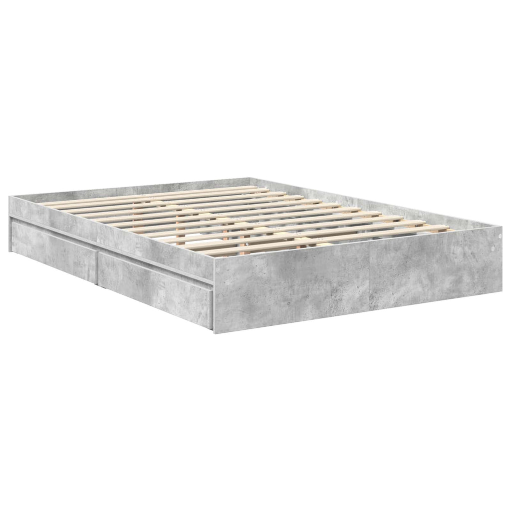Aufbewahrungsbett Beton Grau 135 x 190 cm Holzwerkstoff