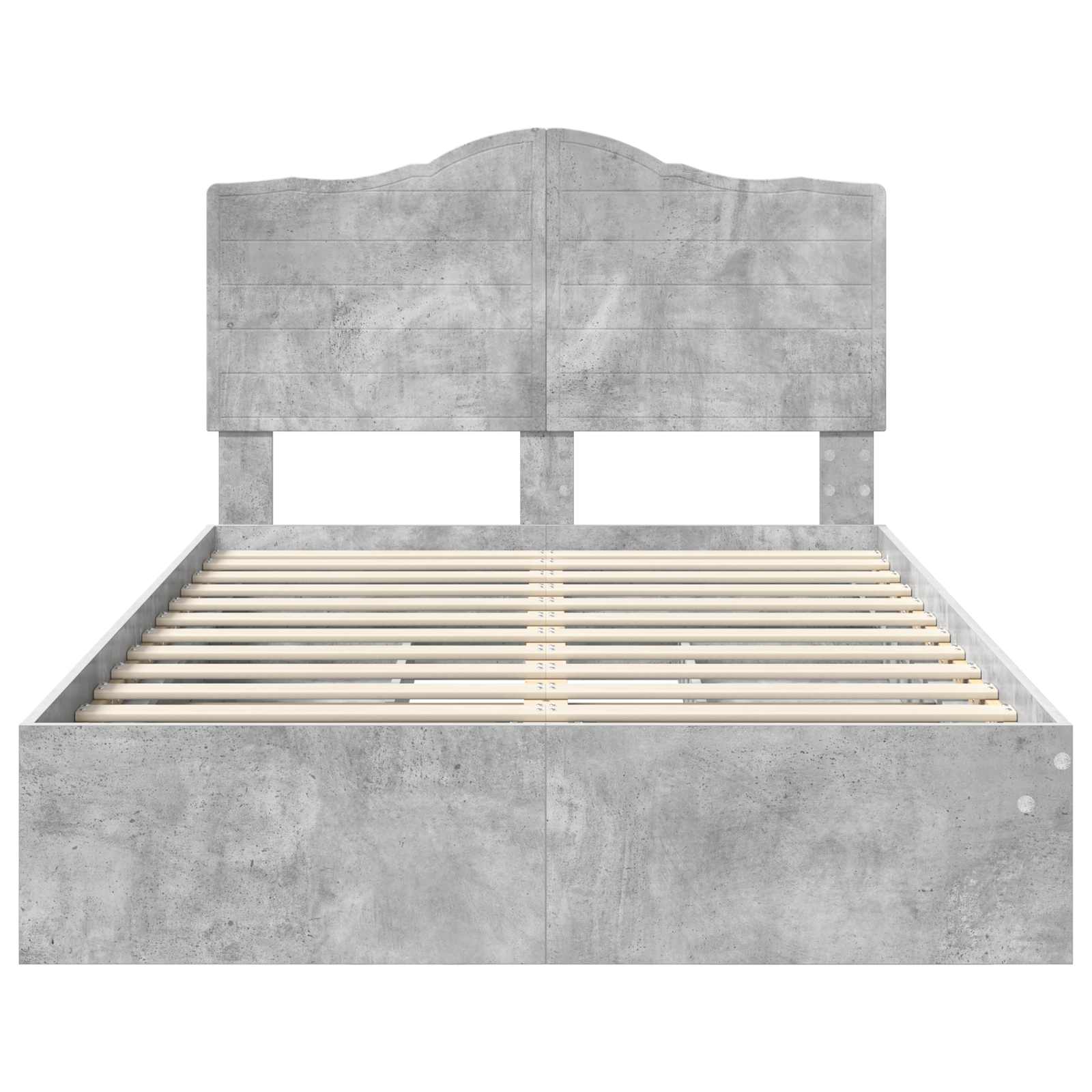 Aufbewahrungsbett Beton Grau 135 x 190 cm Holzwerkstoff