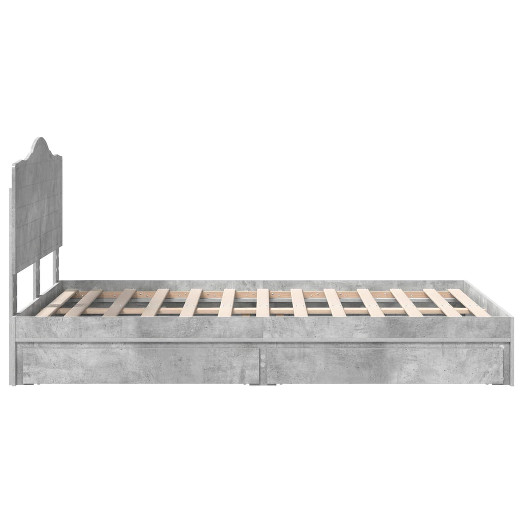 Aufbewahrungsbett Beton Grau 135 x 190 cm Holzwerkstoff