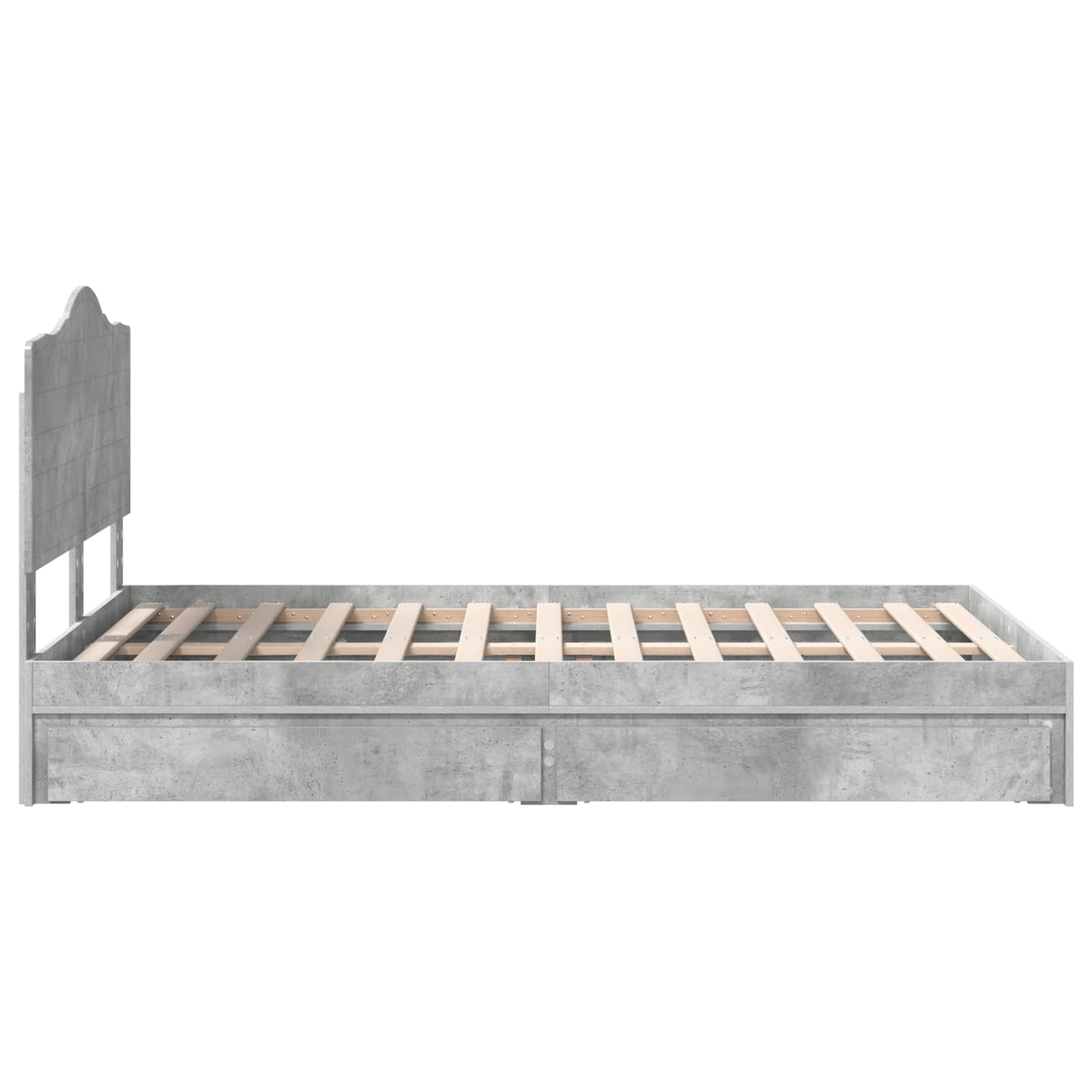 Aufbewahrungsbett Beton Grau 135 x 190 cm Holzwerkstoff
