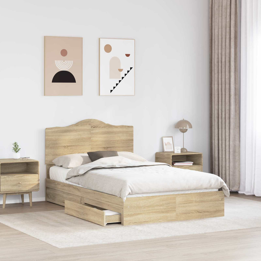 Aufbewahrungsbett Sonoma-Eiche 120 x 200 cm Holzwerkstoff