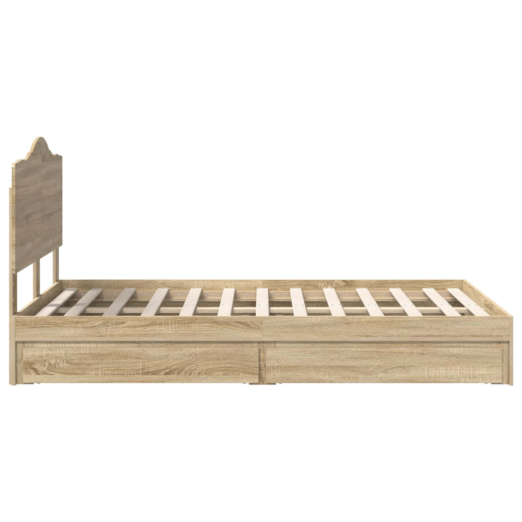 Aufbewahrungsbett Sonoma-Eiche 120 x 200 cm Holzwerkstoff