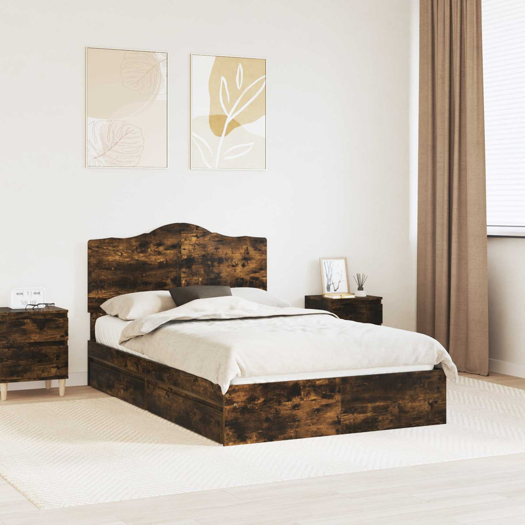 Aufbewahrungsbett Geräucherte Eiche 120 x 200 cm Holzwerkstoff
