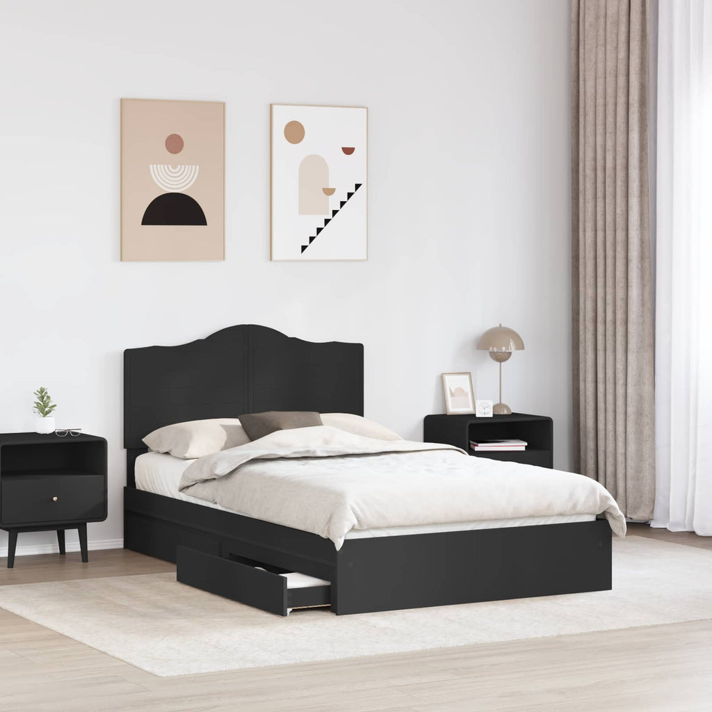 Aufbewahrungsbett Schwarz 120 x 190 cm Holzwerkstoff