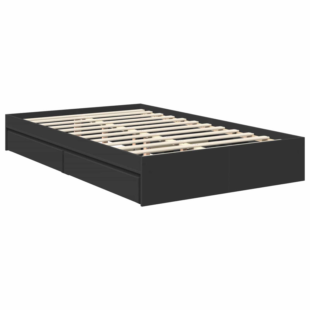 Aufbewahrungsbett Schwarz 120 x 190 cm Holzwerkstoff