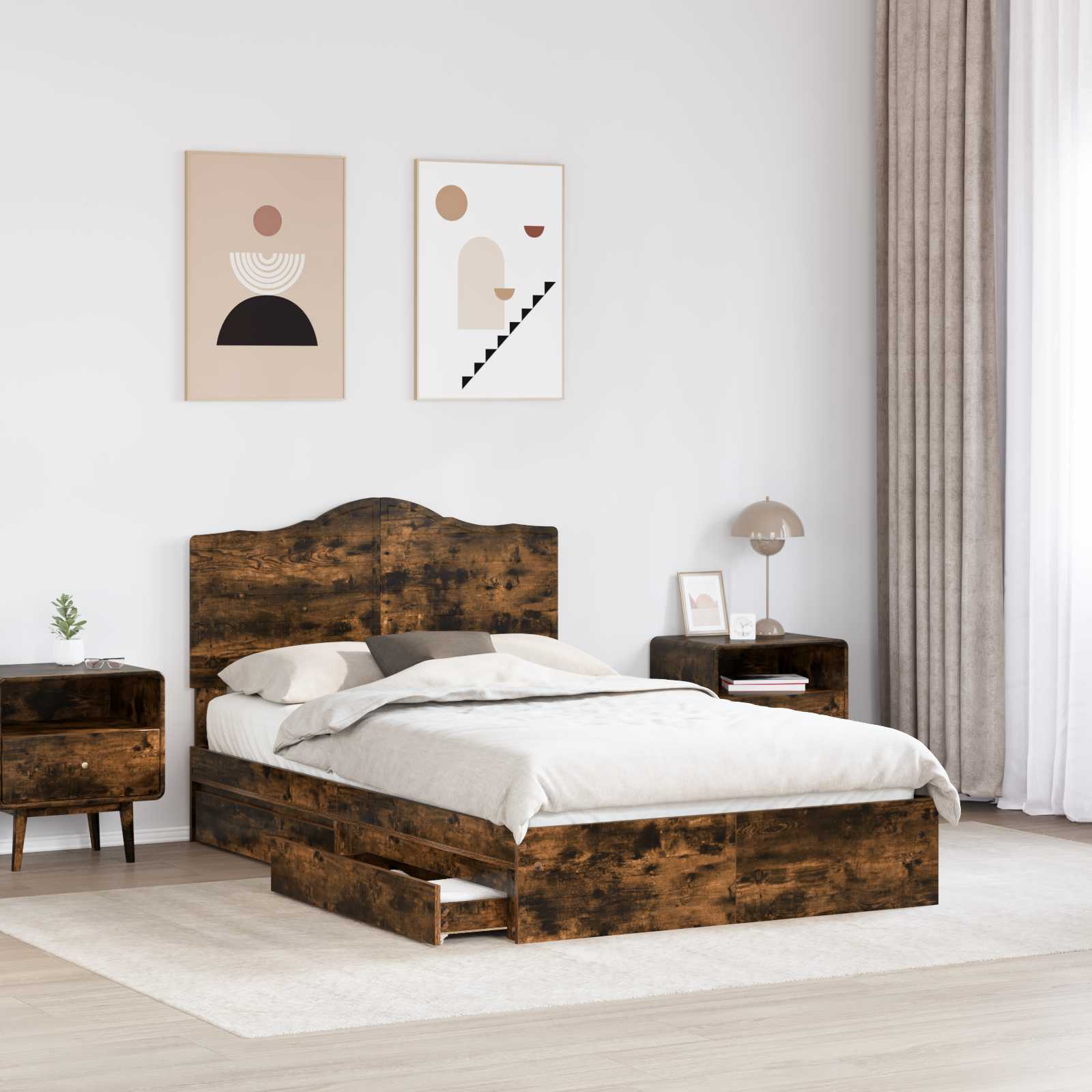 Aufbewahrungsbett Geräucherte Eiche 120 x 190 cm Holzwerkstoff