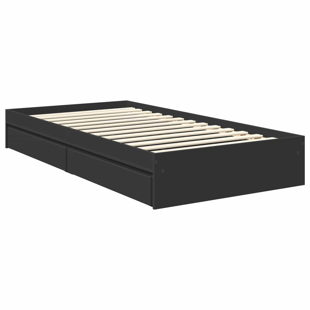 Aufbewahrungsbett Schwarz 100 x 200 cm Holzwerkstoff