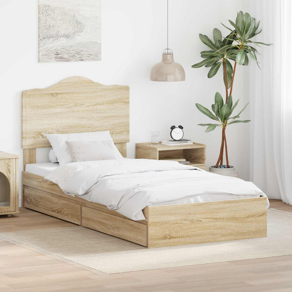 Aufbewahrungsbett Sonoma-Eiche 100 x 200 cm Holzwerkstoff
