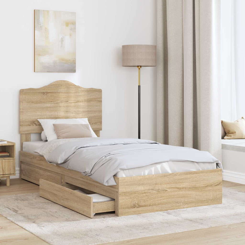Aufbewahrungsbett Sonoma-Eiche 100 x 200 cm Holzwerkstoff