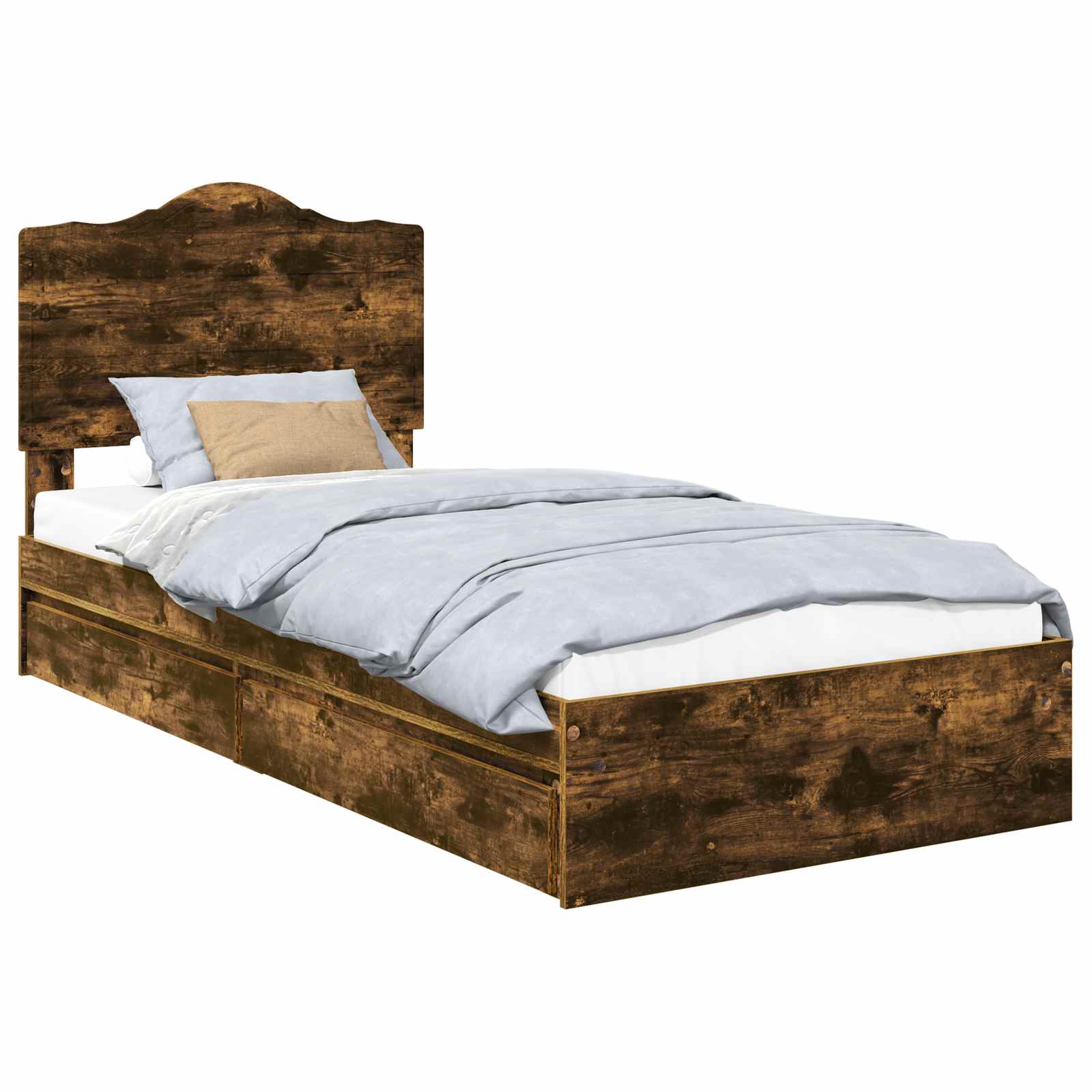 Aufbewahrungsbett Geräucherte Eiche 100 x 200 cm Holzwerkstoff