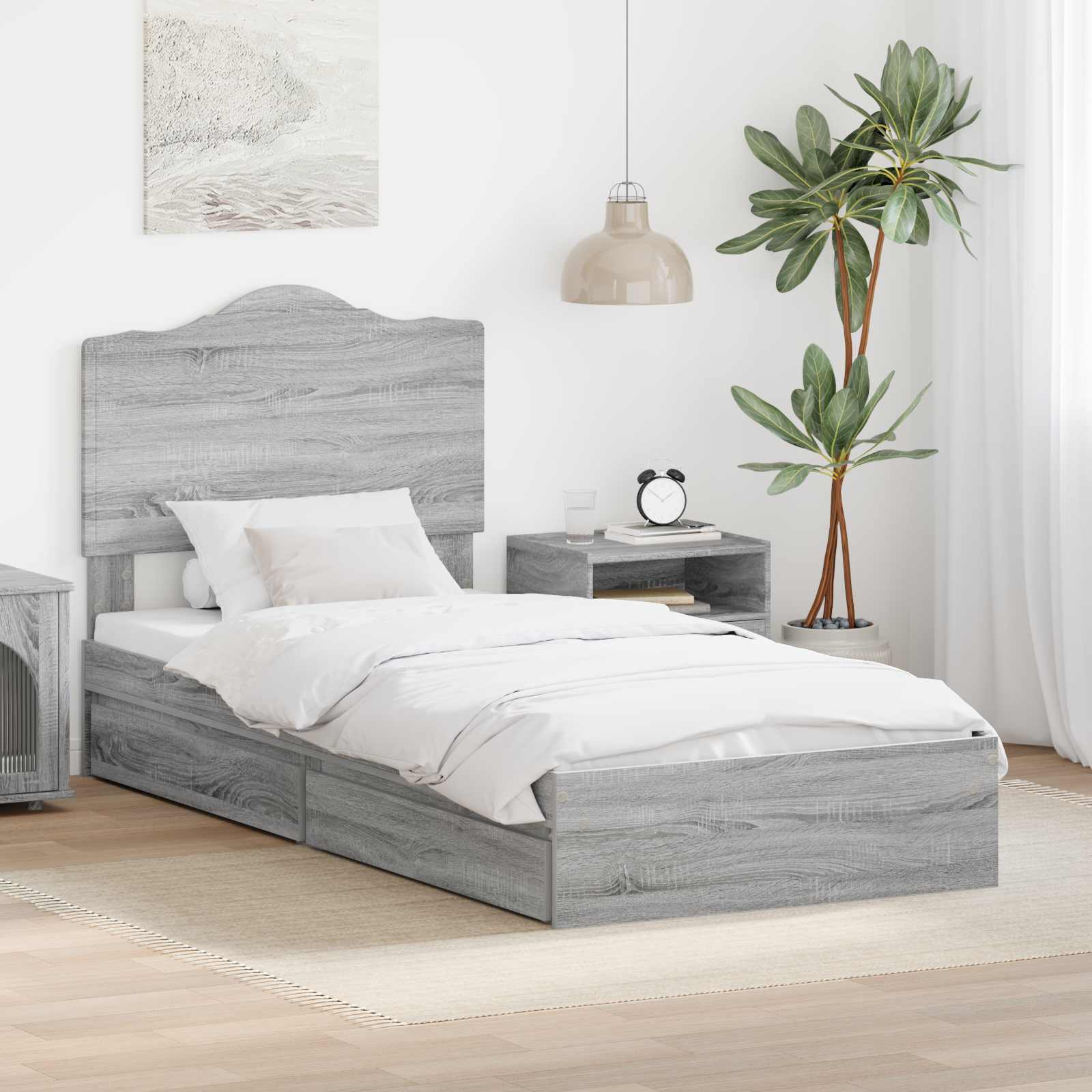 Aufbewahrungsbett Graues Sonoma 100 x 200 cm Holzwerkstoff