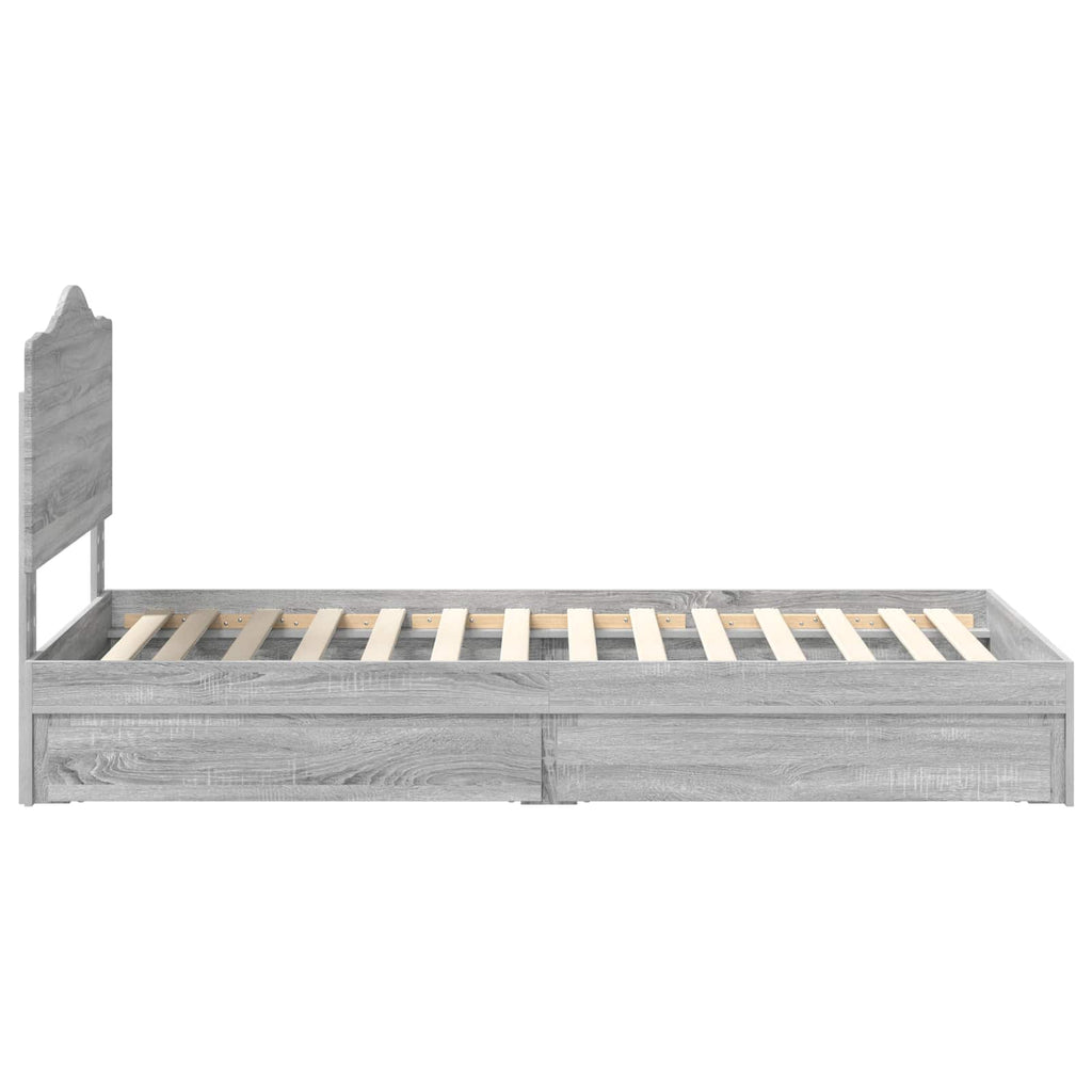 Aufbewahrungsbett Graues Sonoma 100 x 200 cm Holzwerkstoff