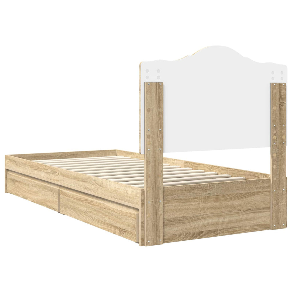 Aufbewahrungsbett Sonoma-Eiche 90 x 200 cm Holzwerkstoff
