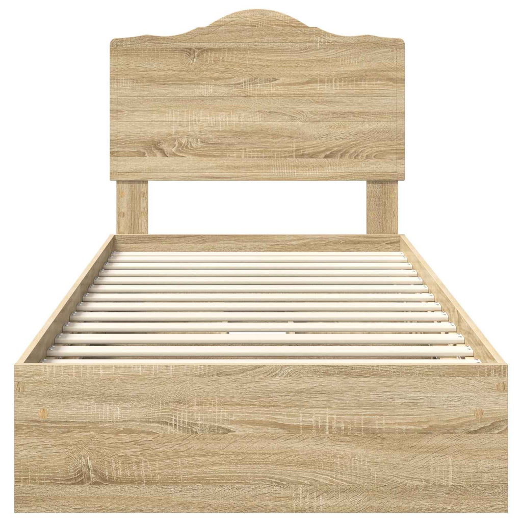 Aufbewahrungsbett Sonoma-Eiche 90 x 200 cm Holzwerkstoff